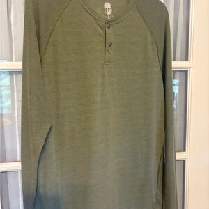 Olive Long Sleeve Henley Shirt